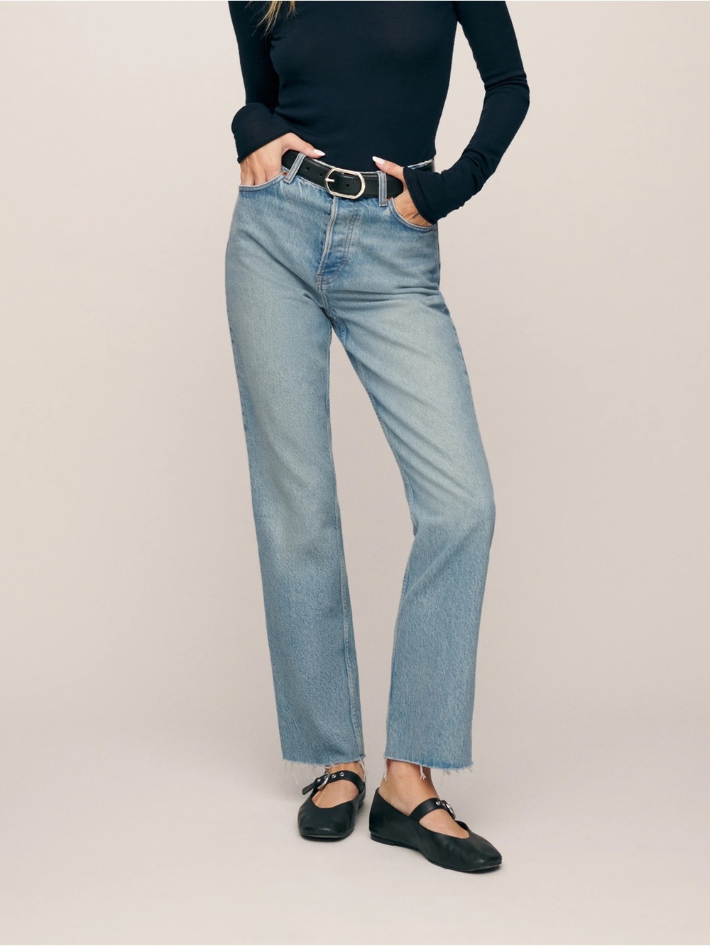 Reformation Cynthia High Rise Straight Jeans in Kenai